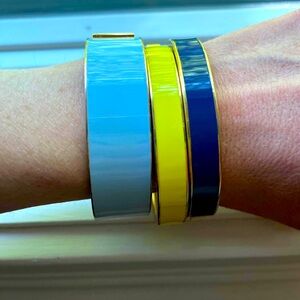 J Crew Enamel bangles with gold accents